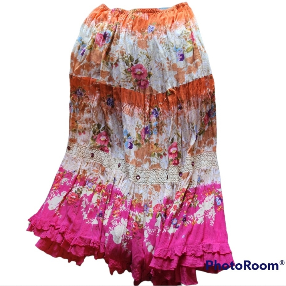 Forbidden LA Broomstick Style Maxi Skirt Sz L